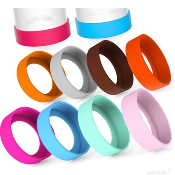 

silicone sleeve water bottle cups bottom protection 7-8cm multi colors mats cover for mugs