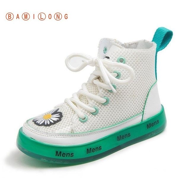 

bamilong girls sports shoes high children mesh breathable sneakers fashion new students jelly bottom baby shoes s233 201113, Black;grey