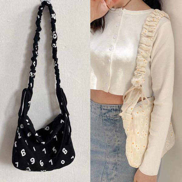 

sweet fashion casual daisy number fold shoulder strap diagonal bowknot crossbody bag for women chic tote student book handbag