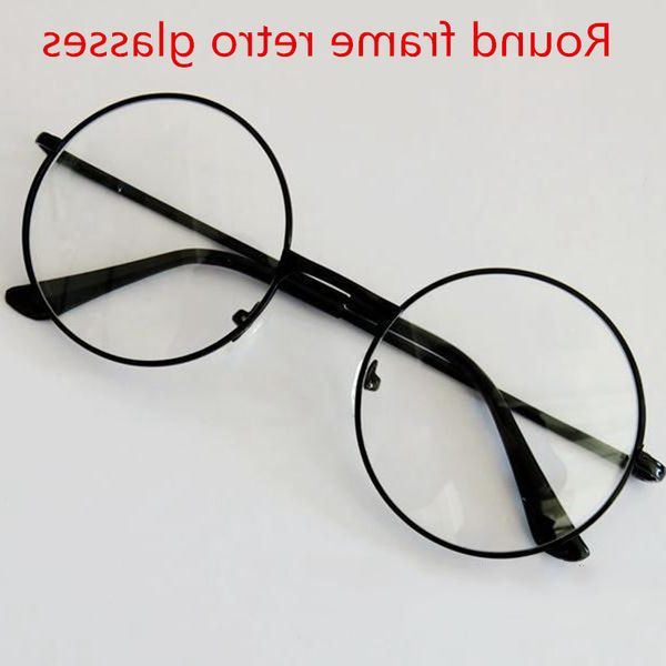 

fashion vintage retro metal frame clear lens women nerd geek eyewear eyeglasses black oversized round circle eye glasses