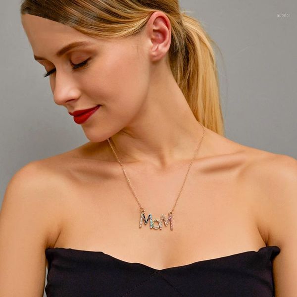 

mom necklace gold letter pendant necklace for women mothers day gift women accessories angel mother daughter1, Silver