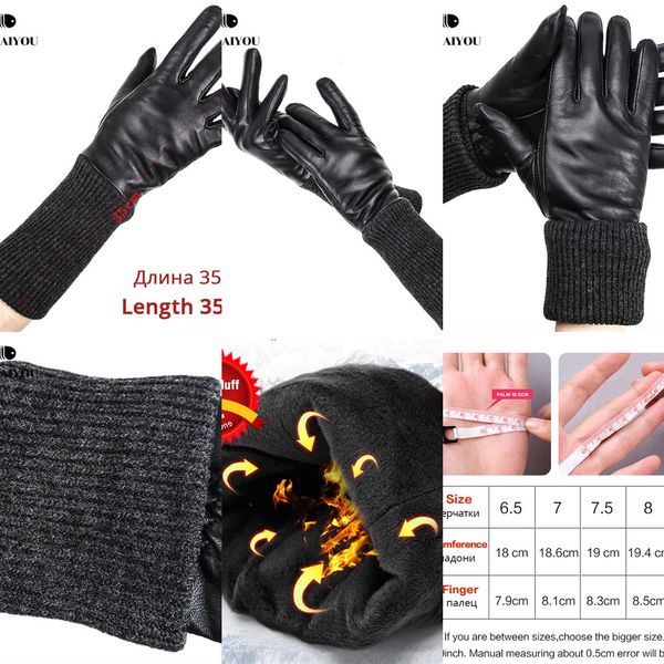 

fashion black long genuine keep warm leather gloves, good quality sheepskin women's gloves-7029acn