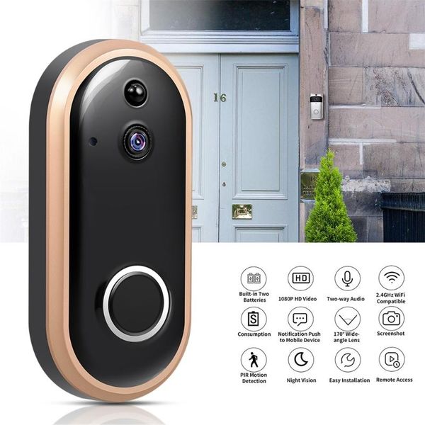 

wifi doorbell 1080p security camera with two-way audio pir motion detection ir night vision wireless doorbell smart home