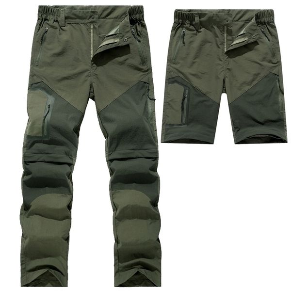 

men's stretch detachable pants summer quick dry long trousers mountain climbing outdoor pants male travel/fishing/trekking pants 201110, Black