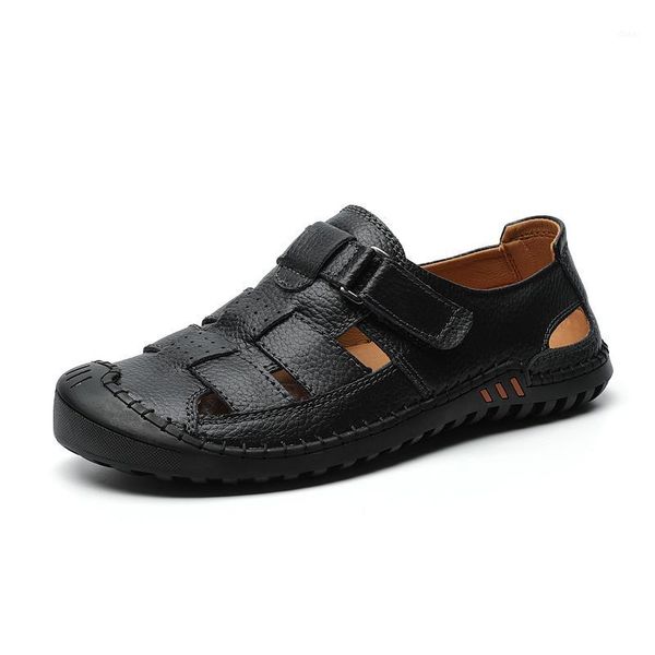 

plage casual size sandal slip anti sapato shoes scarpe 2020 male beach stone rubber leather fashion color genuine sapatos men s1, Black