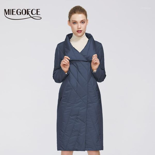 

miegofce 2021 new spring collection women's coat warm jacket with medium length and resistant collar has double cold protection1, Black