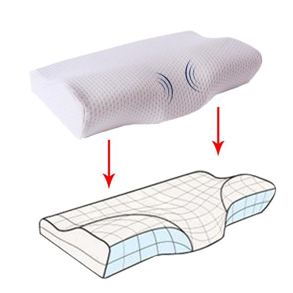 

neck protection orthopedic slow rebound cervical butterfly shaped memory foam bedding pillow for health care 50*30cm/ 60*35cm