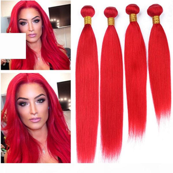 

silky straight peruvian virgin human hair bright red bundles deals 4pcs lot colored red virgin human hair weaves extensions double weft, Black