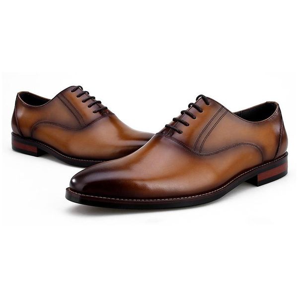 

dress shoes black / brown tan pointed toe oxfords mens genuine leather wedding groom male business