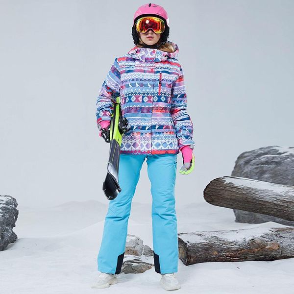

skiing jackets ski suit women windproof thick warm jacket pants set female snow snowboarding women's clothes outdoor wear