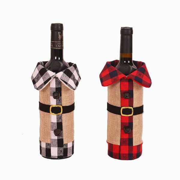 

clothes new plaid linen bottle cover xmas ornament wine bag christmas decoration cyz2745 60pcs leto