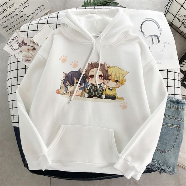 

harajuku demon slayer graphic anime hoodie winter kawaii sweatshirt hoodies fall 2020 women kimetsu no yaiba clothes streetwear, Black