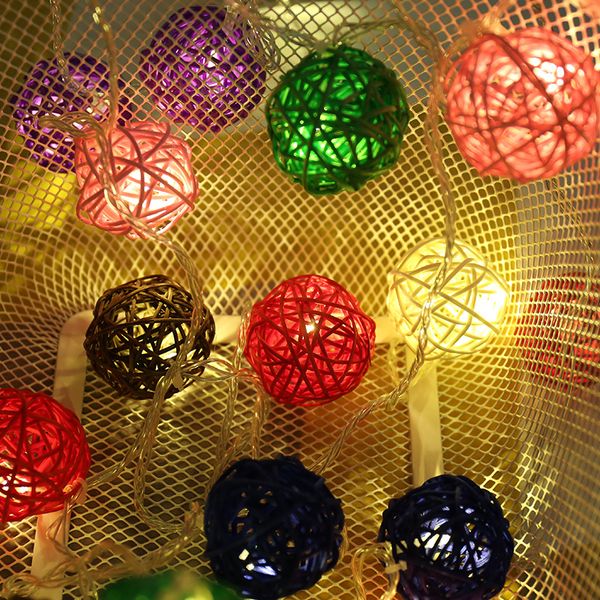 

colorful led string fairy lights garlands rattan ball fairy light battery powered christmas wedding party xmas decoration