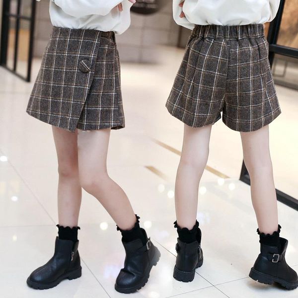 

shorts children retro plaid girls winter woolen skirt trousers kids fashion spring autumn fall short pants clothes kid clothing, Black