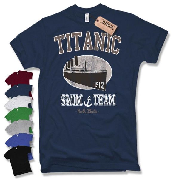 

спорт titanic swim team t-shirt fun ретро урожай швиммер 1912 s - 3xl новое лето в мягкий хлопок тис тенниска дизайн сайта