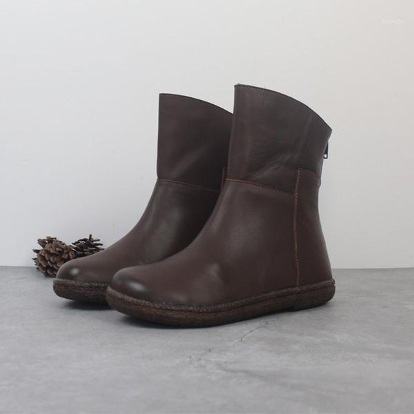 

boots careaymade- women's handmade cowhide leather fashion short leisure art1, Black