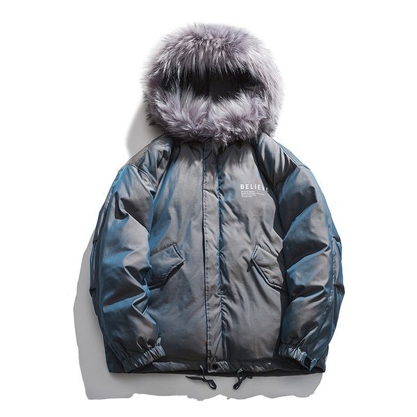 

2021 new full parka winter fashion male jacket hip fur collar streetwear plus size blouson ho7n, Black;brown