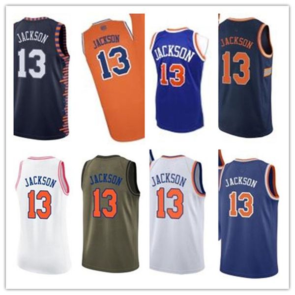 

custom 2021 knick style jerseys black white green army green 13 mark jackson basketball jersey ing, Black;red