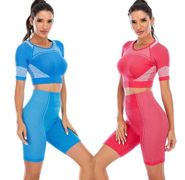 

sports womens tracksuits casual short sleeve shorts two piece sets skinney women clothes summer yoga, Gray