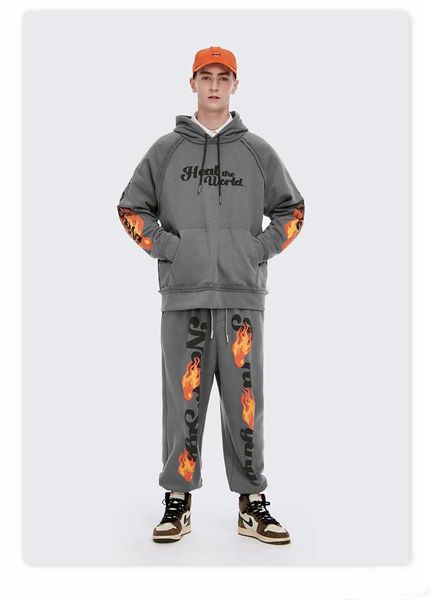 

fashion menstracksuit stylist womens hoodies pants 2 piece sets outfit suits 2020aw couple clothing green and gray color