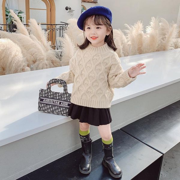 

pullover baby wool sweater winter autumn warm girls thicken outerwear long sleeve cotton for kids costume teenagers, Blue
