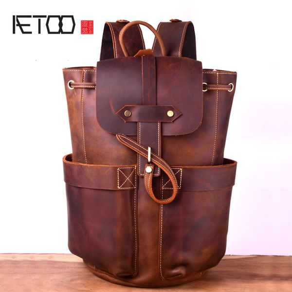 

hbp aetoo personality retro head layer crazy horse leather backpack
