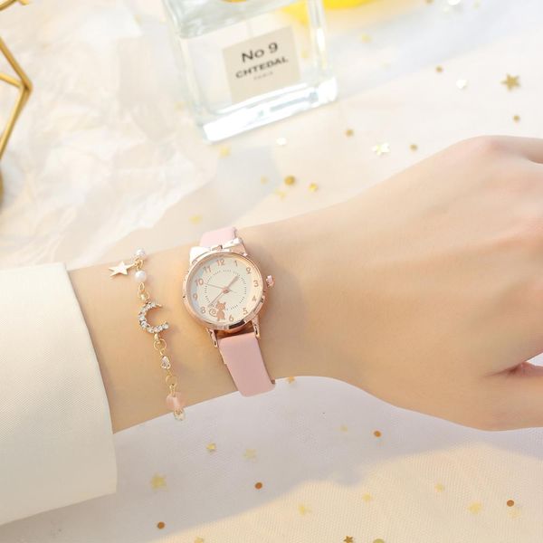 

fashion women watches cat pattern leather ladies wrist watches dress students children pink watch girl gift clocks montre femme, Slivery;brown