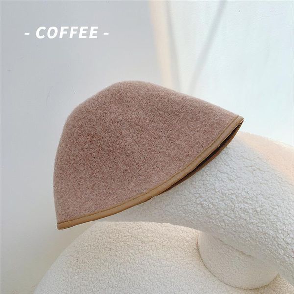 

stingy brim hats autumn and winter show face small package with wool fisherman hat warm knit fashion bucket, Blue;gray