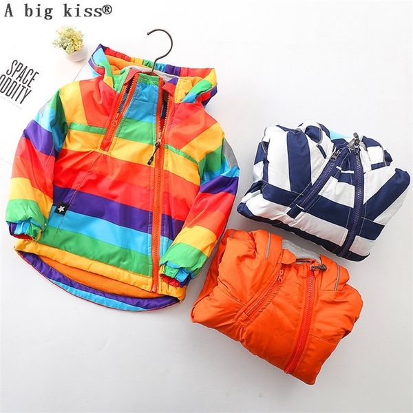 

autumn winter children outerwear warm coat hooded thickening waterproof windproof boys girls jackets lj200814, Blue;gray