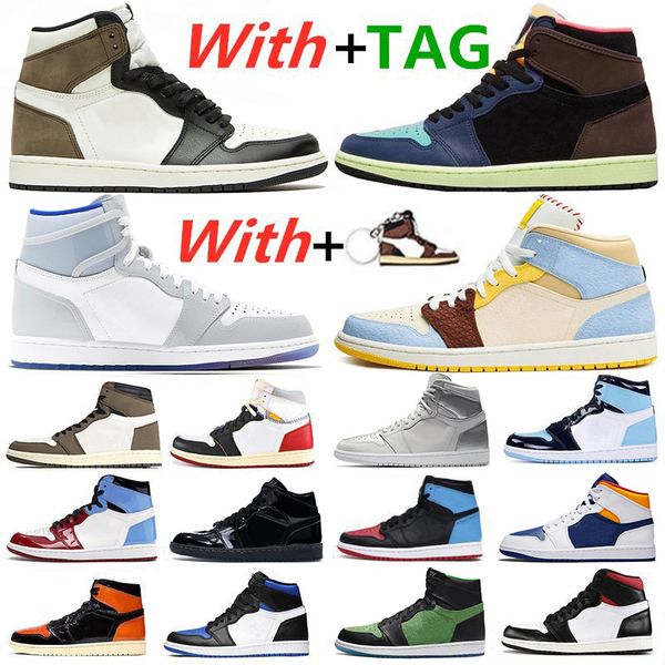 

new 1 1s dark mocha zoom rage green men basketball shoes tokyo bio hack metallic silver unc women mens trainers sports sneakers, White;red