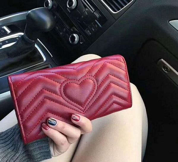 

classic humanoid pattern wallet women bag quilted leather rectangular covered wallets bags, Red;black