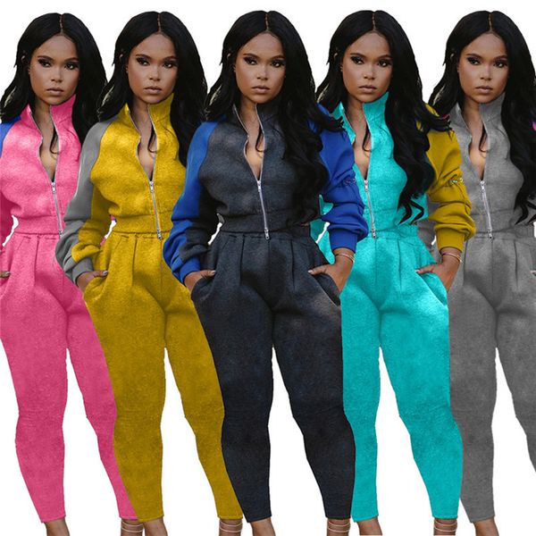 

women tracksuits 2 piece set sportswear jacket pants long sleeve jogger suit zipper outfits fall winter fashion tracksuit 4160, Gray