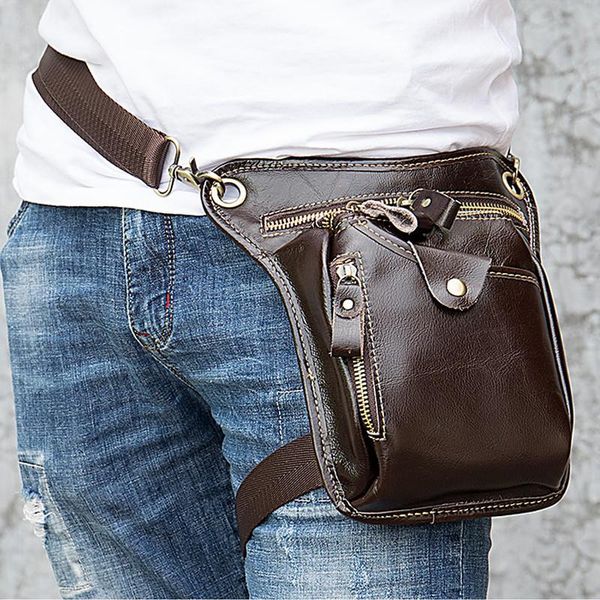 

men belt bag real leather leg bag hook waist bags men motorcycle cigarette case drop leg tactical phone pack thigh bags