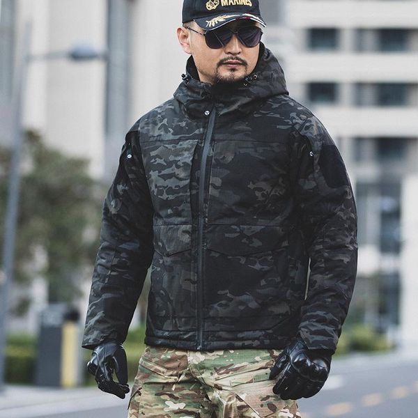 

outdoor jackets&hoodies m65 camouflage tactical jacket cotton clothes men winter waterproof wear resistant warm hooded windbreaker coat, Blue;black