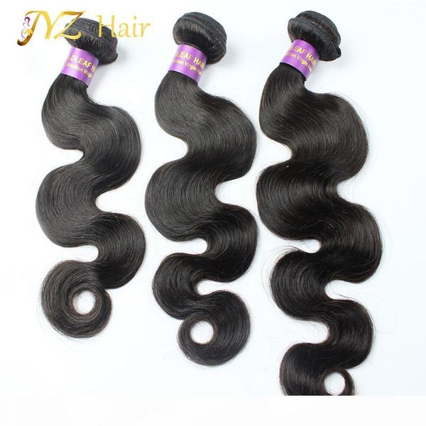

jyz brazilian hair body wave 3pcs natural color machine double weft can be dyed no shedding tangling free, Black