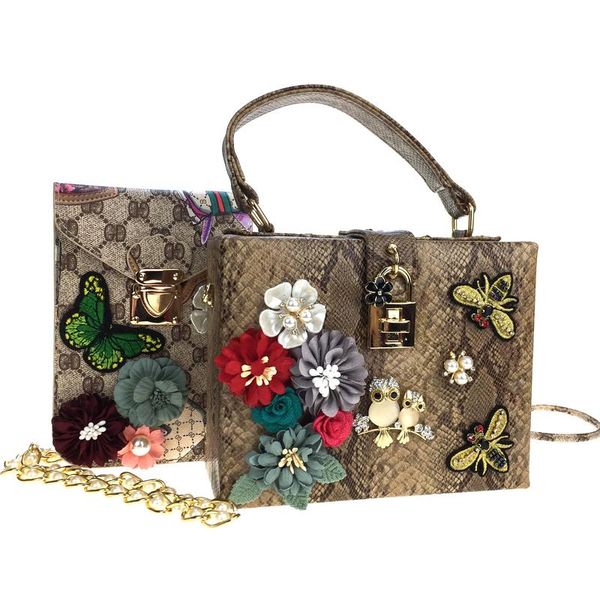 

women bag sets leatherette casual office career baguetterhinestone appliques pearl detailing small handbag shoulder bag