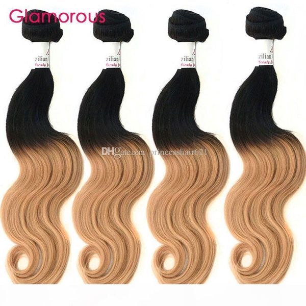 

glamorous two tones brazilian ombre hair extensions 4 bundles ombre straight human hair weave peruvian malaysian indian body wave human hair, Black