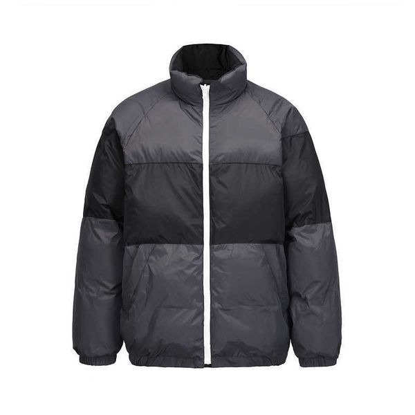 

men's down high street autumn and winter god tailoring stand collar wide body short jacket men's double-sided clothes cotton, Black