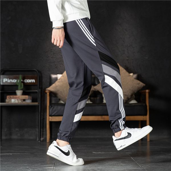 

men pants 2020 autumn fashion new mens sweatpants fashion full length joggers pant casual active men trousers 2 colors asian size m-5xl, Black