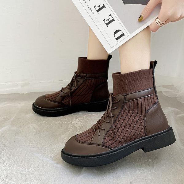 

cootelili 2021 new autumn winter women boots thicken warm winter snow boots thicken non-slip girl's leather shoes lace up flats, Black