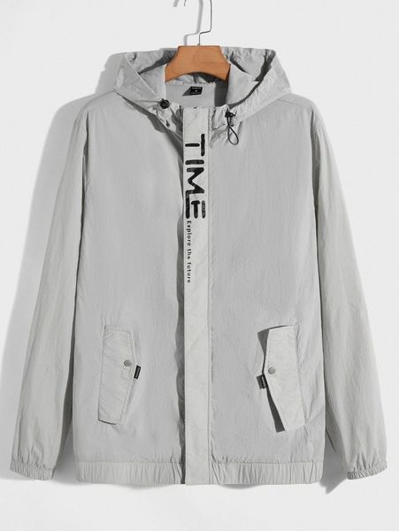 

men slogan graphic hooded jacket s364#, Black;brown