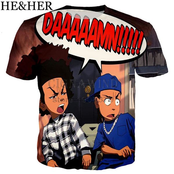 

new design 3d cartoon ptinted the boondocks 3d print shirts plus size humor funny men clothing
