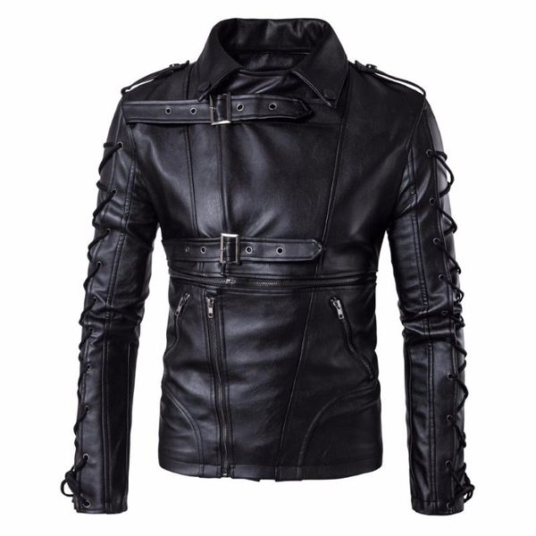 

Black Men's Leather Jacket And Coats Autumn Winter Casual Tops Outwear Male Motorcycle Faux Leather Jacket Coats erkek deri mont