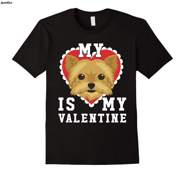 

sport my dog is my valentine yorkshire terrier yorkie t-shirt harajuku streetwear men short sleeve o-neck cotton shirt funny tees