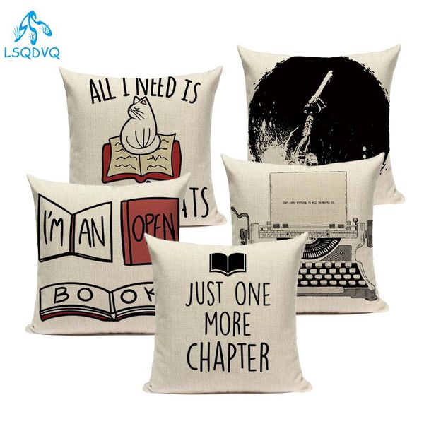 

cushion/decorative pillow decorative throw pillows case cute cartoon book letter cotton linen sofa home living room decoration cushion cover