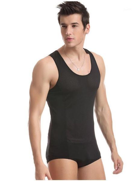 

brand howe ray vest men's conjoined mesh vest jersey fitness suit bodysuits solid jumpsuit one-piece garment1, Black;brown