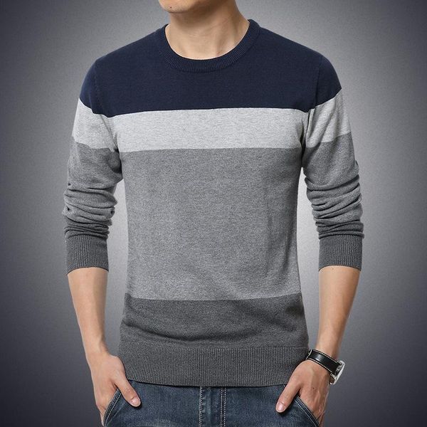

3xl 2020 winter casual men's sweater o-neck striped slim fit knittwear mens sweaters pullovers pullover men pull homme, White;black