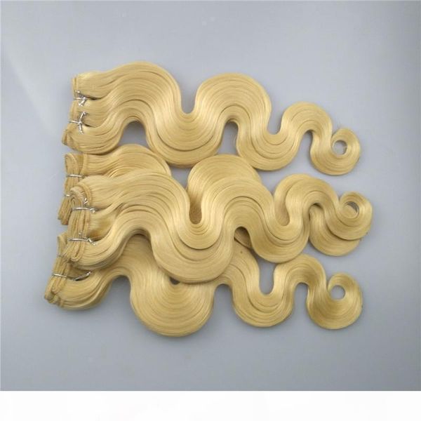 

bleach brazilian blonde hair color 613# human hair weft for white women, body wave blonde hair 100g piece & 3pcs lot, drop shipping, Black