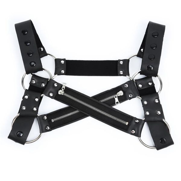 

male chest harness clubwear bondage slave pu leather restraints straps belts products toys club costumes props for men, Red;black