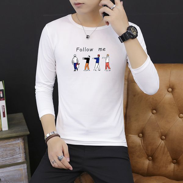 

autumn men's long sleeve t-shirt in 2019, White;black